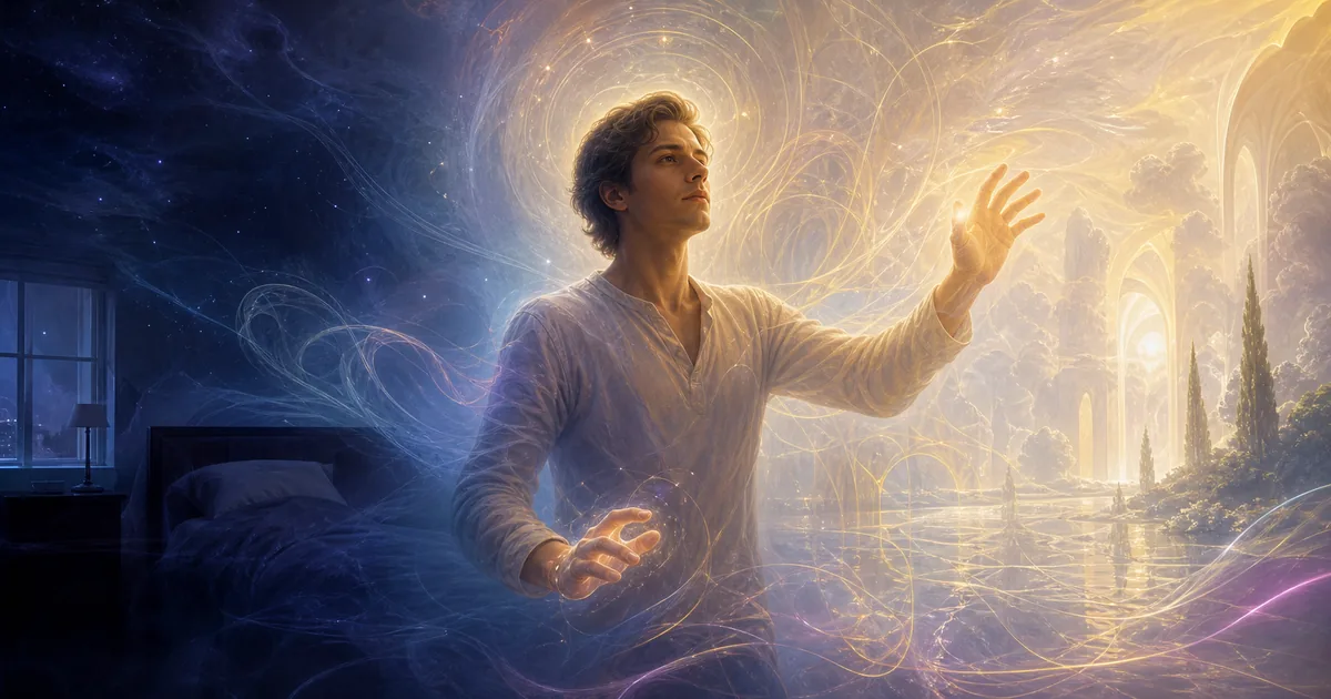 Consciência lúcida durante a projeção astral percebendo o ambiente extrafísico com clareza e estabilidade