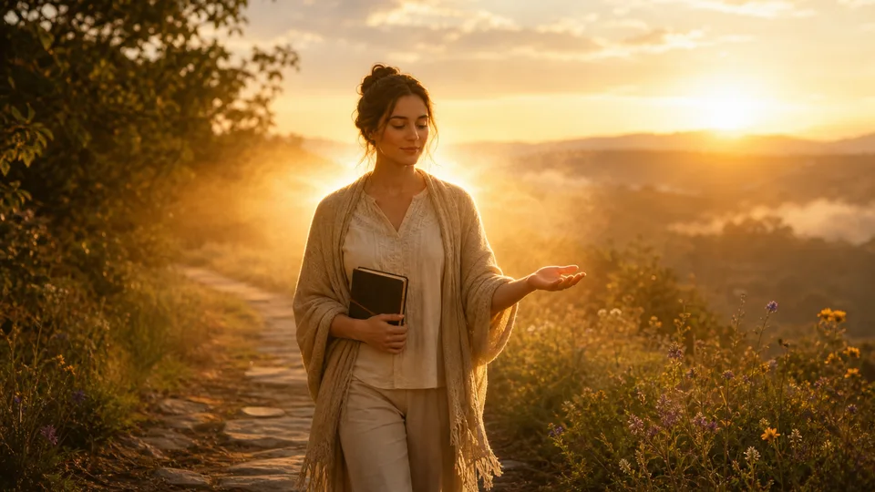 Pessoa caminhando ao amanhecer com gratidão como atitude diária