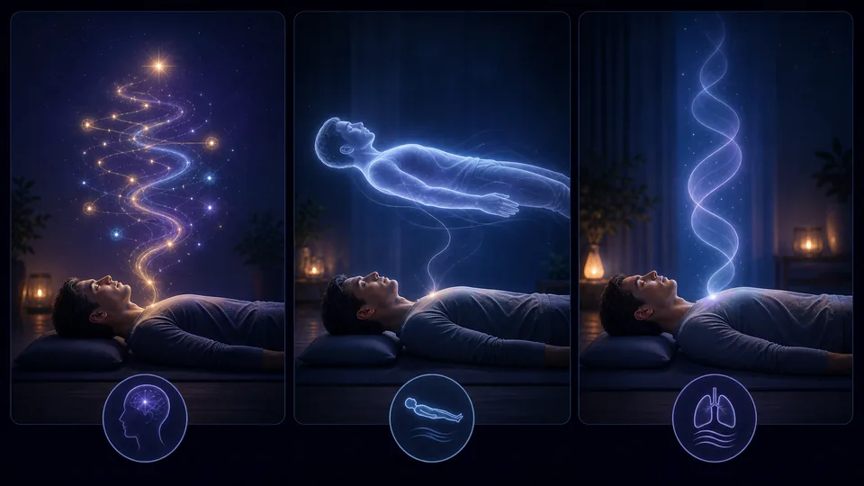 Perfis diferentes para técnicas de projeção astral com visualização, flutuação e respiração
