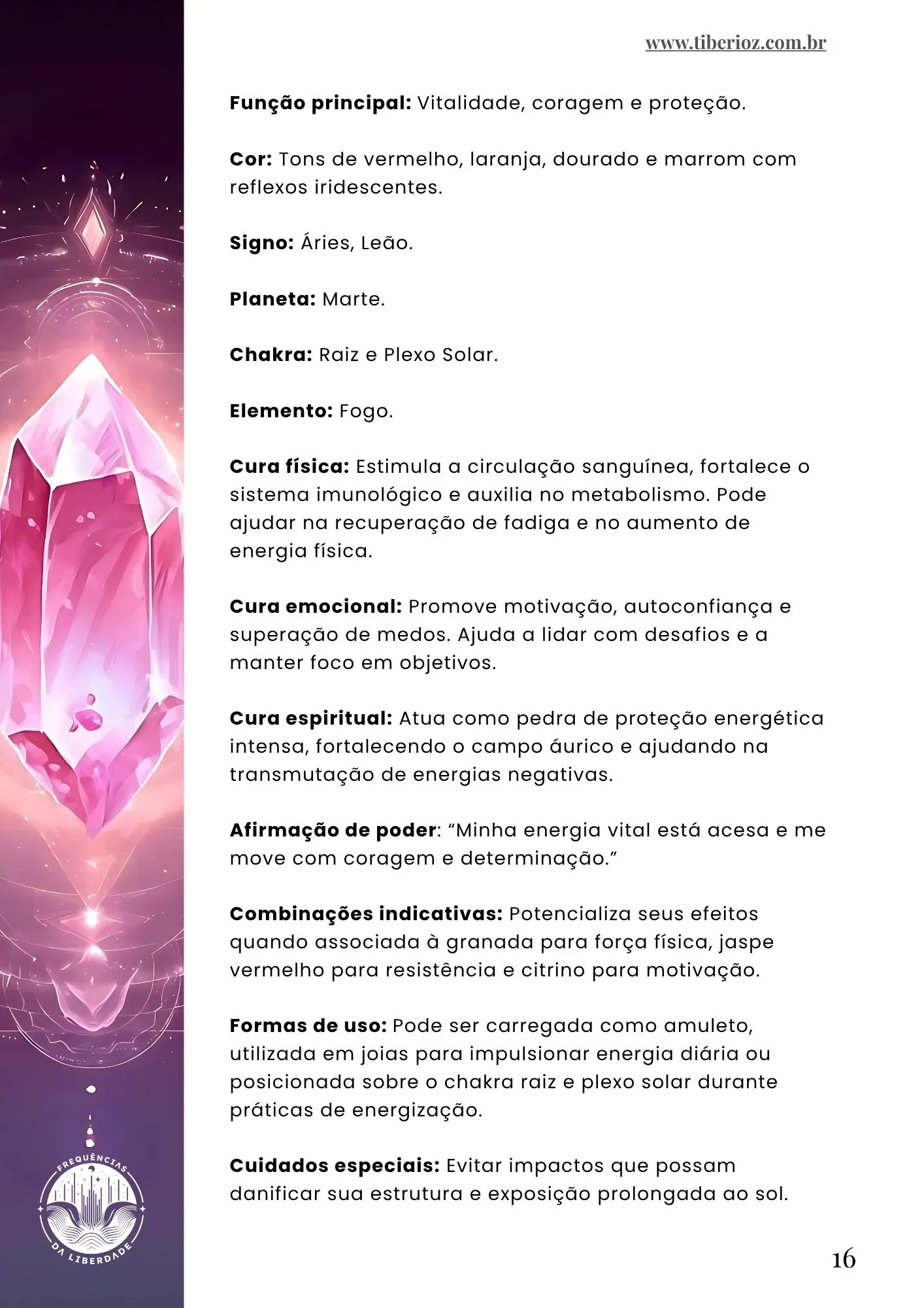 página interna do e-book Guia com 120 Cristais Terapêuticos