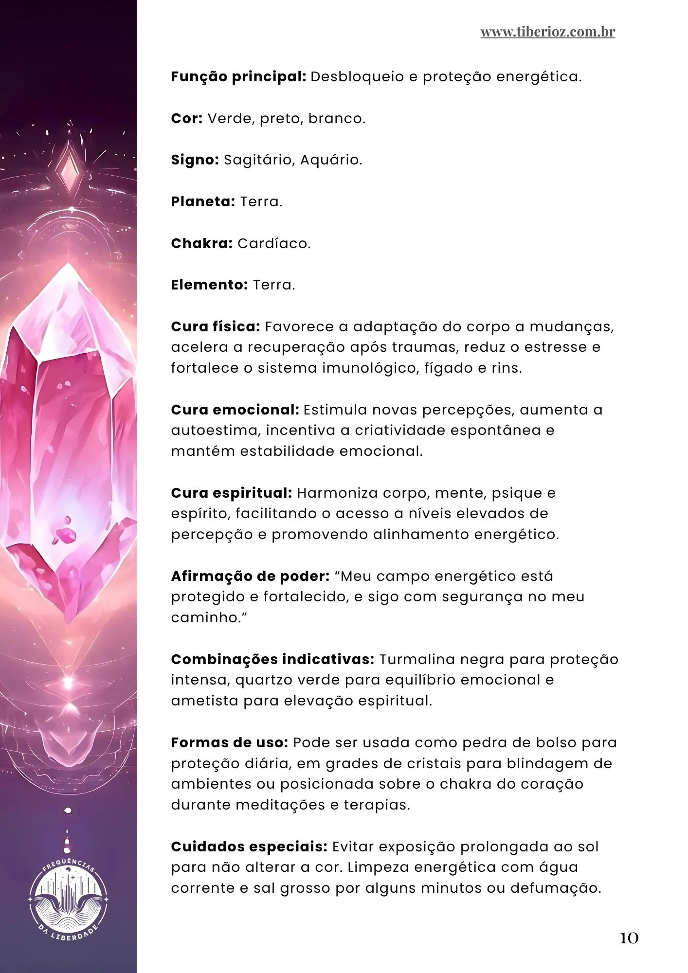 página interna do e-book Guia com 120 Cristais Terapêuticos
