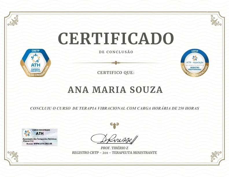 Certificado Curso de Terapia Quântica Vibracional