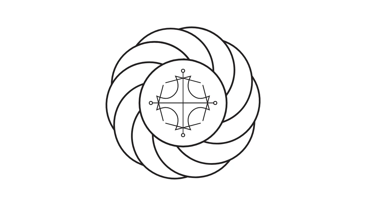 Gráfico de radiestesia turbilhão com sol